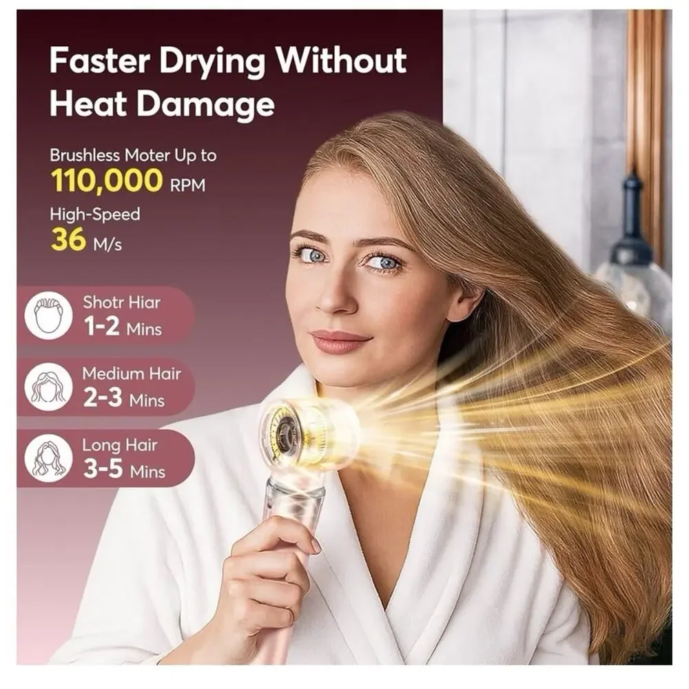 Bopcal 5-in-1 Air Wrap Hair Styler w/ Travel Bag, Pink Curler Dryer Straightener - Picture 4 of 11